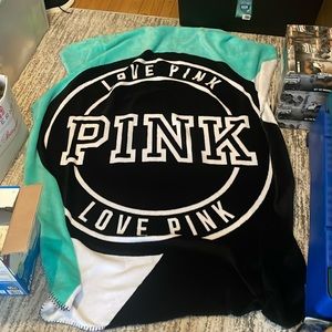 Victoria secret pink throw black green n white “ love pink “